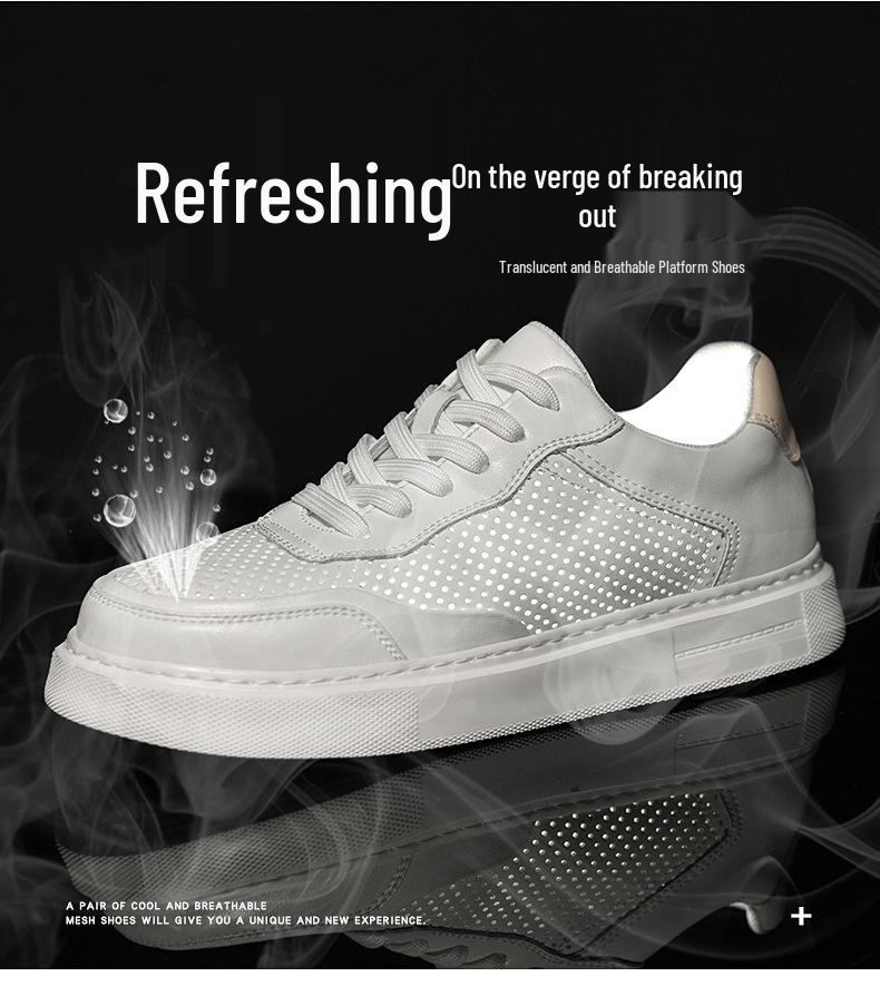 Korean Style Men's White Thick Sole Breathable Casual Sneakers