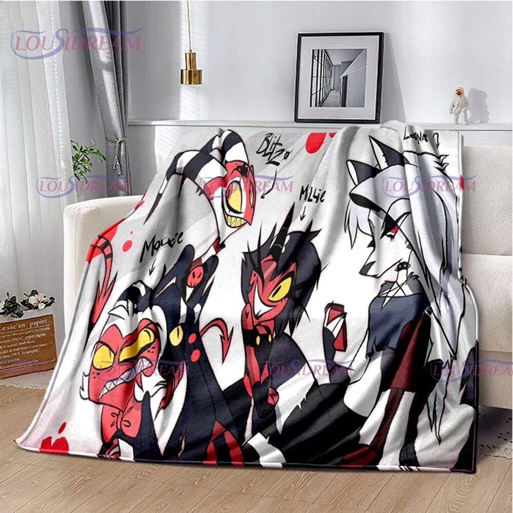 Creativity Animation Helluva Boss Blitzo Adult Soft Plush Flannel Blanket Throw Blanket Living Room Bedroom Bed Sofa Badspread