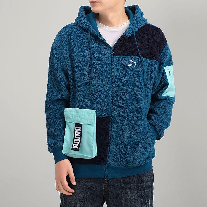 Puma Retro Block Full Zip Sherpa Hooded Jacket Men Jacket Digital-Blue 530711-36