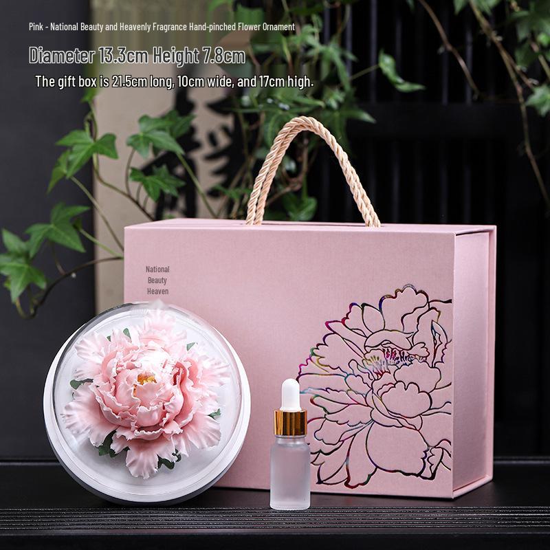 Luxury Ceramic Peony Incense Burner - Elegant Fragrance Ornament for Office or Home, Personalized Business Souvenir with Custom Logo