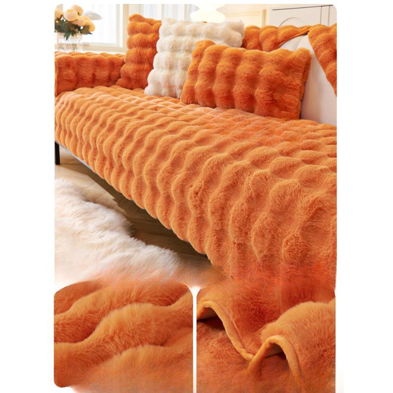 Plush Sofa Cushion Winter Thickened Cushion Non-Slip Leather Sofa Special Cover Cover Cloth