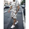 Men's Summer Casual Two-Piece Set Y Letter Print T-Shirt & Shorts Breathable Outdoor Leisure Outfit for Beach/Vacation