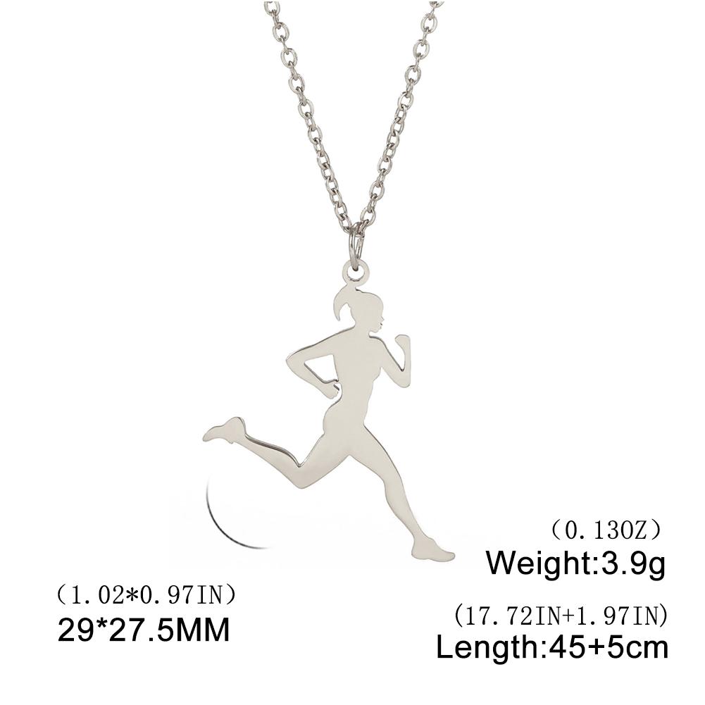 Unift Edelstahl Sport Damen Halskette Läuferin Rhythmische Gymnastik Mädchen Silhouette Anhänger Mode Geburtstag Schmuck Großhandel