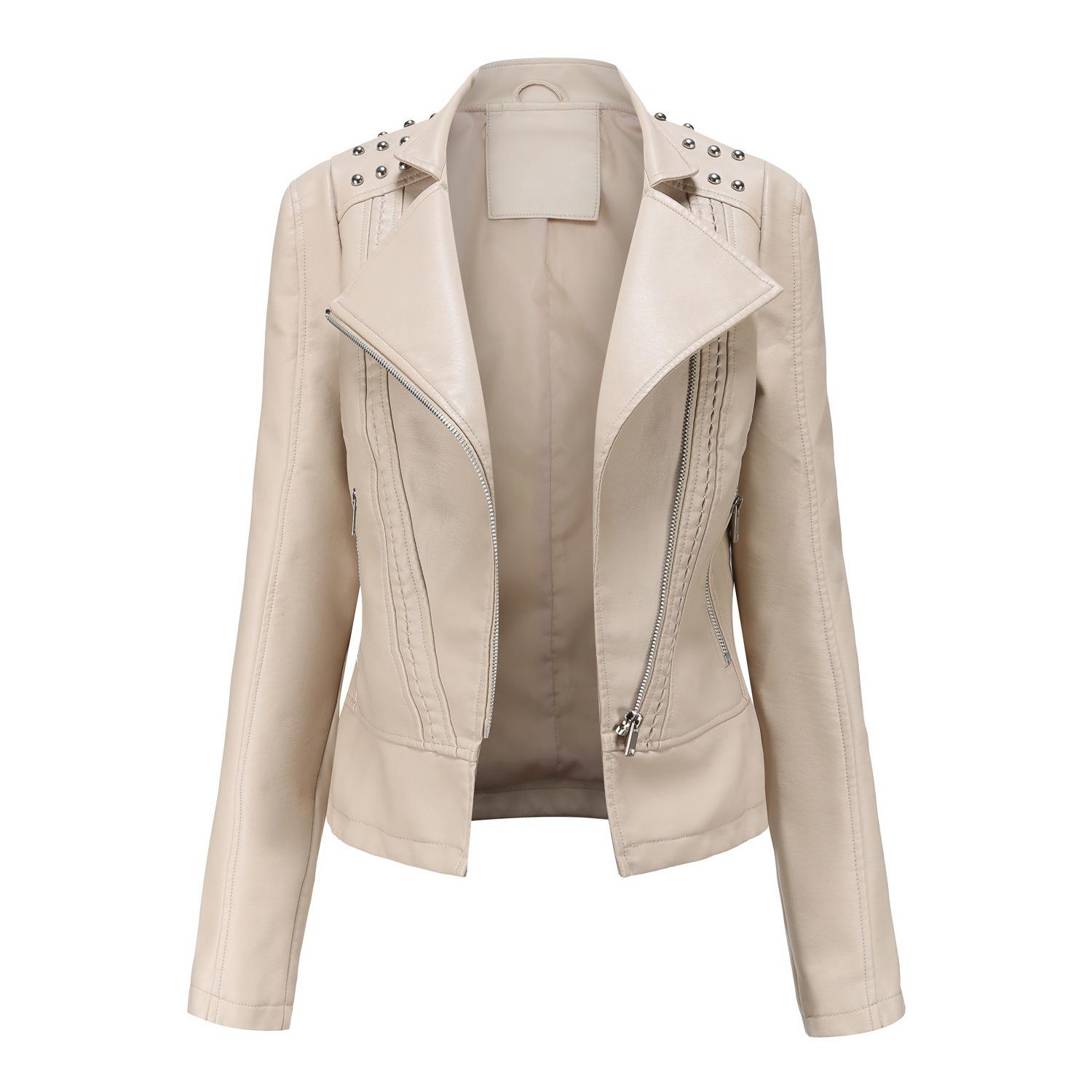 

European Style Women s Slim Leather Jackets for Spring and Autumn M