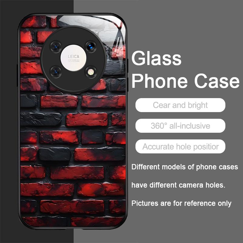 Colorful Brick Texture Printed Tempered Glass Phone Case for Xiaomi 15 Pro+ 14 Ultra 14T 13 12 11 Lite 10 11T PRO 5G Back Covers