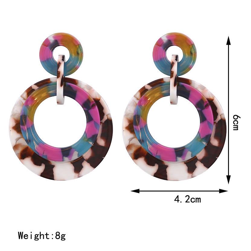 Round Granite Pattern Plate Circle Pendant Women's Stud Earrings
