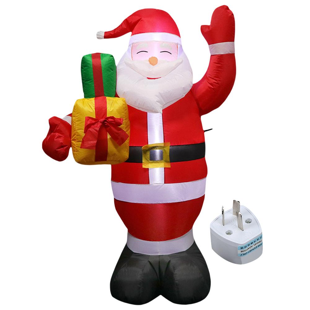 LED Inflatable Cute Air Blown Up Toy Illuminated Santa Claus Ornament Lighted Giant Model Ornament for Xmas Garden Party Decor