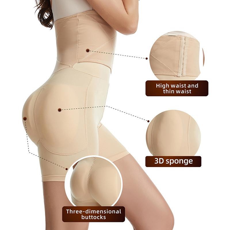 Body Shaping Control Panties Reinforced Belly Tight Waist Hip Pants with Fade Ass Sponge Pad Seamless Design