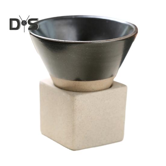 

100 мл кофейная чашка с воронкой из сырой керамики и основанием, термостойкая кружка ручной работы в японском стиле для латте, капучино, чая, эспрессо, коническая кружка, подарок на день рождения