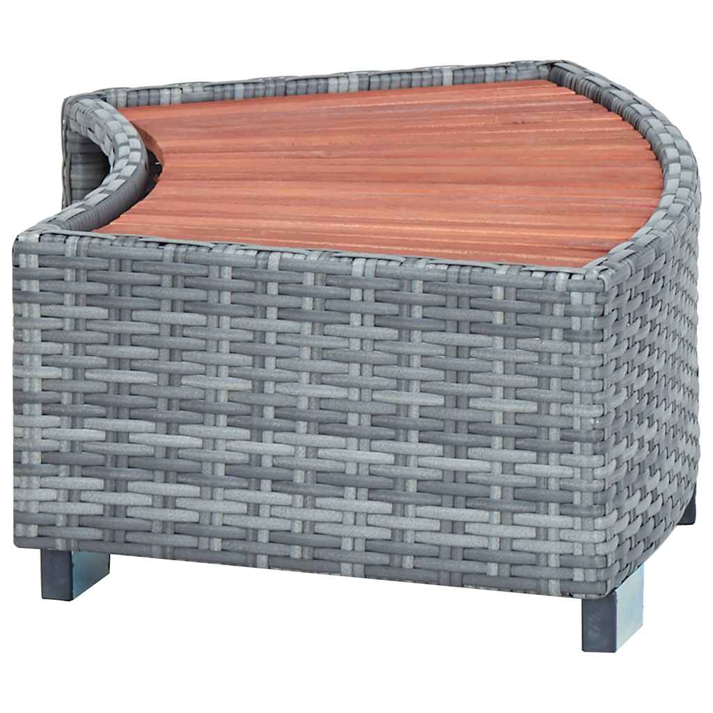 vidaXL Spa-Einstiegsstufe Grau Poly Rattan 92×45×25 cm
