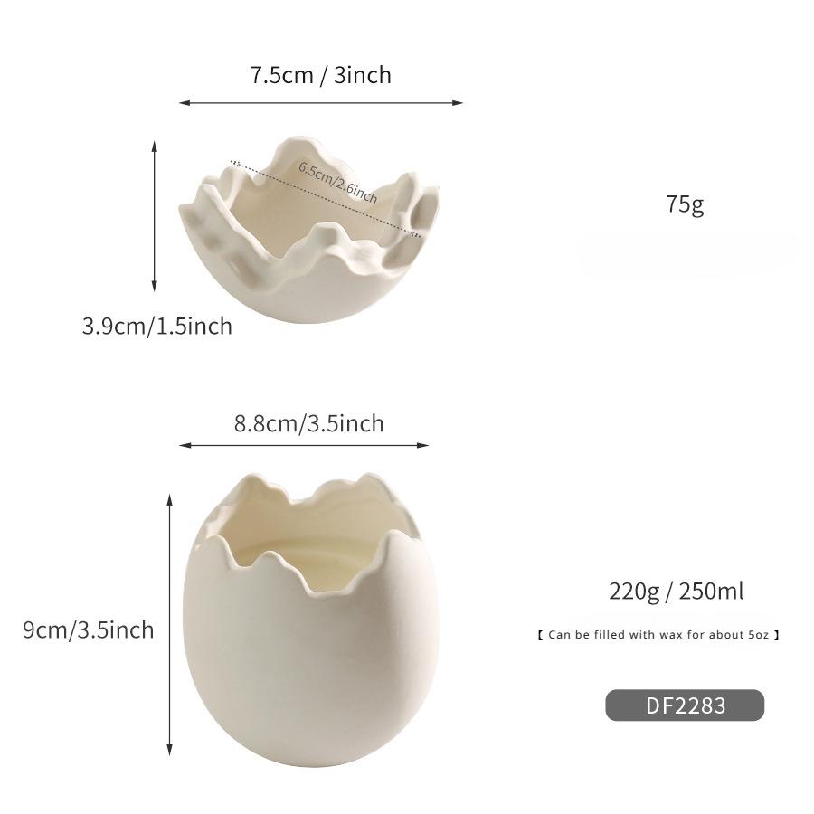 Ceramic eggshell candle container ornament with lid, high aesthetic value aromatherapy candle cup
