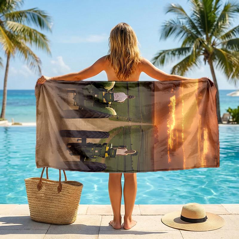 Tractor Fashion Beach Towel: Ideal for Summer Adventures Soft, Absorbent and Quick Drying Suitable for Swimming and Bathing