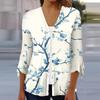 Moda Donna Blusa Cardigan Top Manica a Sette Parti Stampata Casual Ampia
