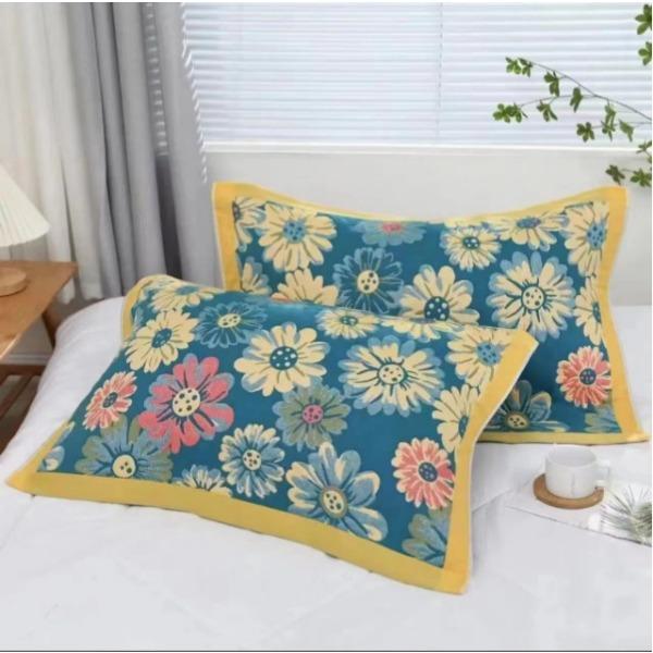 Gauze Multi-layer Pillow Towel Colored Woven Jacquard Cotton Student Children Couple Home Soft and Comfortable Large Pillow Towel