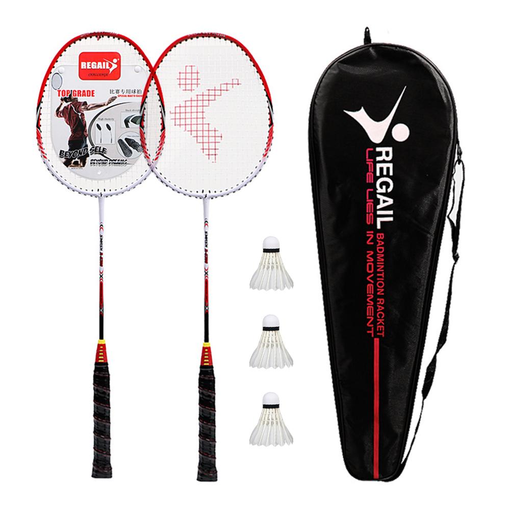 2 Player Badminton Racquets Set with 3 Shuttlecocks Carrying Bag and Badminton Net for Family