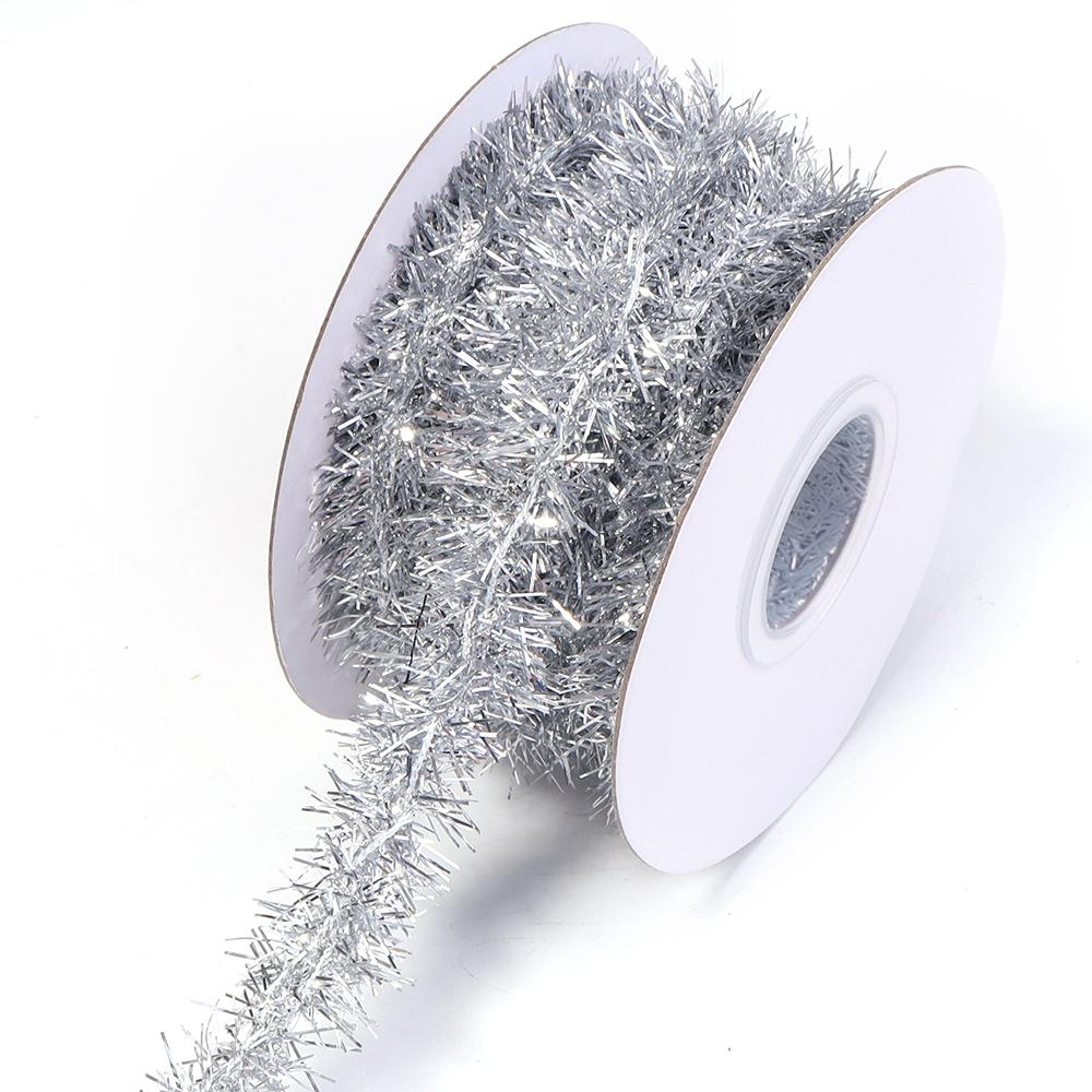 10Yards/Roll 2cm Colorful Stripes Christmas Garland Colorful Christmas Wrapping Tinsel Ribbons Gift Wedding New Year Party Decor