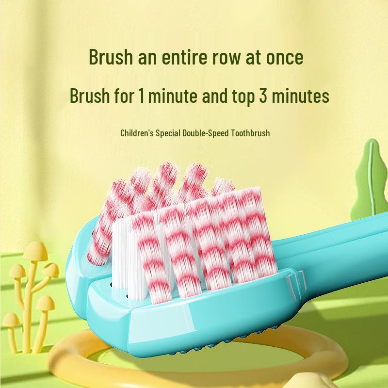 Popular Kids' Soft Bristle Three-Sided Toothbrush, Ages 3-12, Adorable Cartoon Giraffe Design