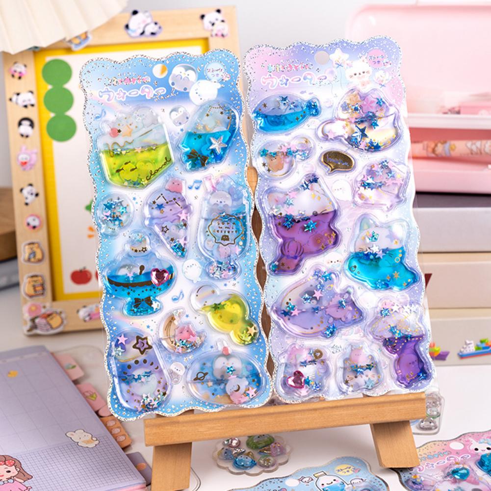 3D gefüllte Aufkleber DIY Projekt Aufkleber Bunte 3D flüssigkeitsgefüllte Aufkleber für Scrapbooking Laptop Dekorationen Niedlich für Handy