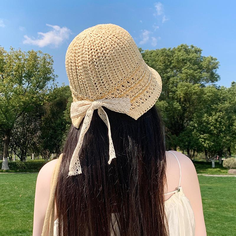 Knitted fisherman's hat children's breathable hollow sun hat spring and summer face small casual versatile beach basin hat