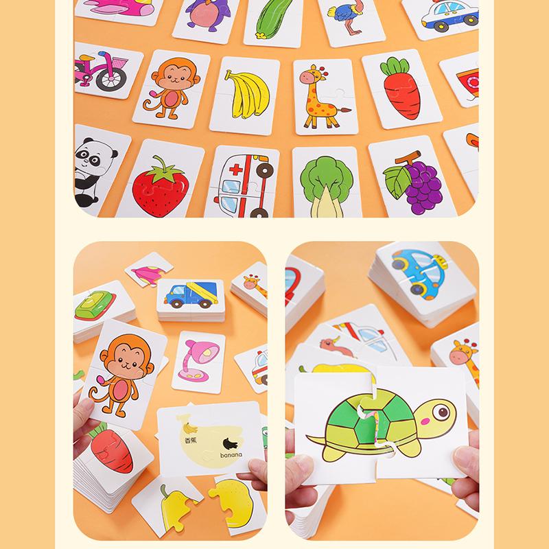 32 ks Párovací karty pro batolata Raná montessori vzdělávací puzzle Hračky Kreslené puzzle Zvíře Barva Tvar Kognitivní trénink Dárky