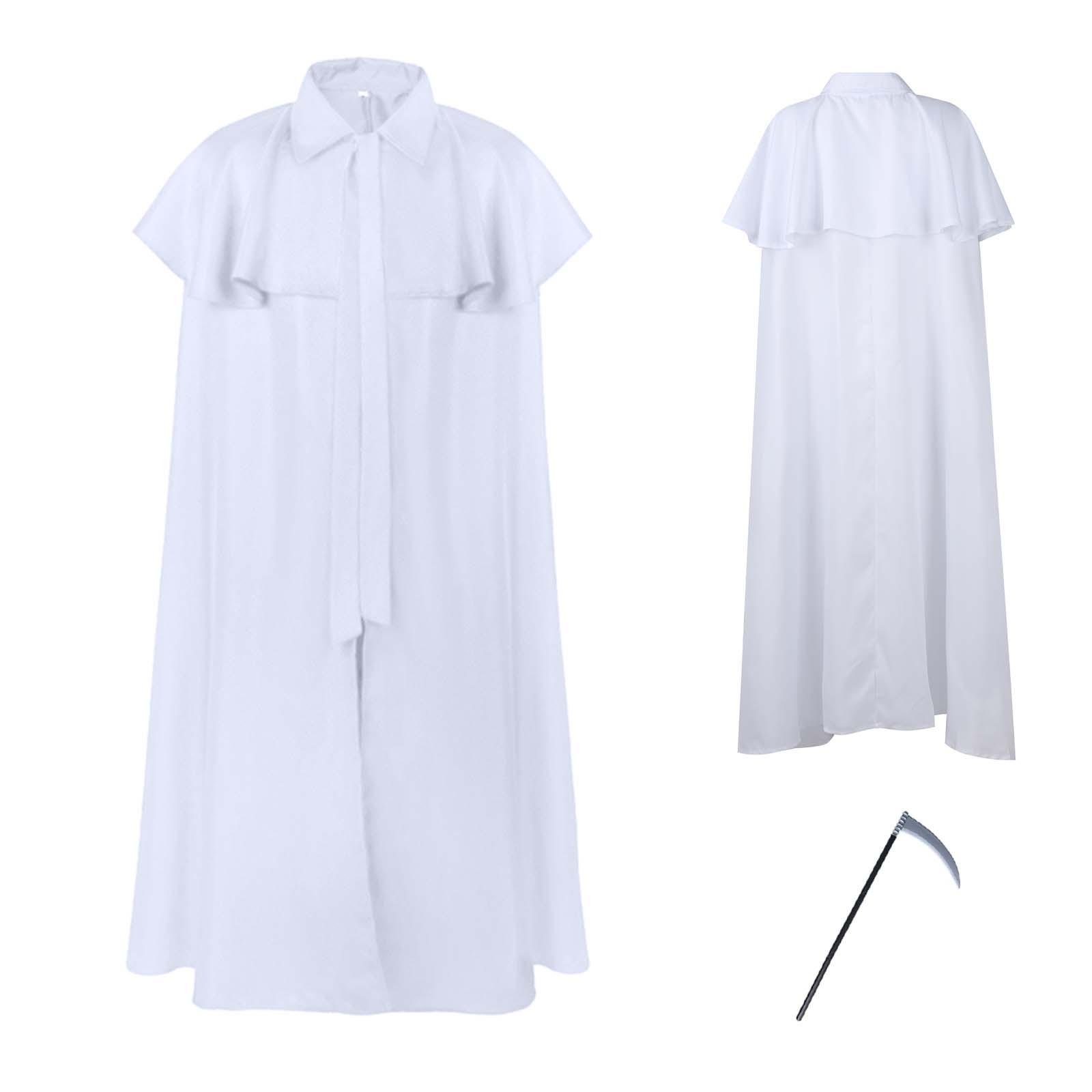 

Костюмы на Хэллоуин для мужчин и женщин, мрачная накидка, плащ, накидка, длинное пальто белый