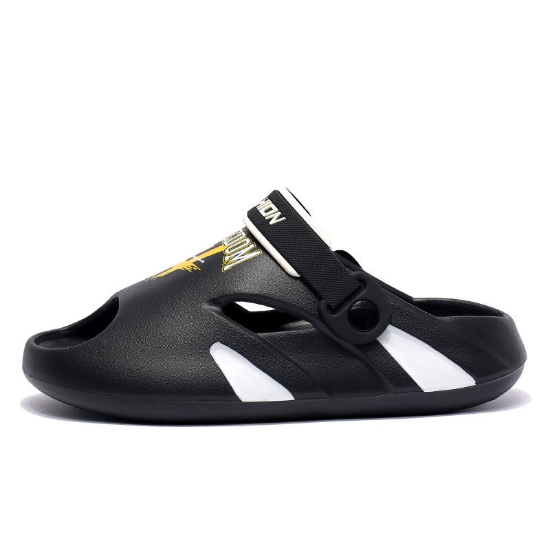 

Летние мужские шлепанцы EVA двойного назначения, сандалии на платформе с открытым носком, домашние тапочки для пары, мужские пляжные сандалии для улицы 2025 35-36 чёрный