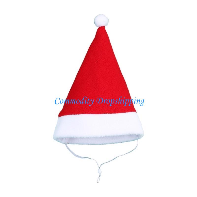 

Y5JC Pet Plush Santa Hat Christmas Costume Headwears for Dog Festival Props Dog Santa Caps Pet Cosplay Accessories червоний