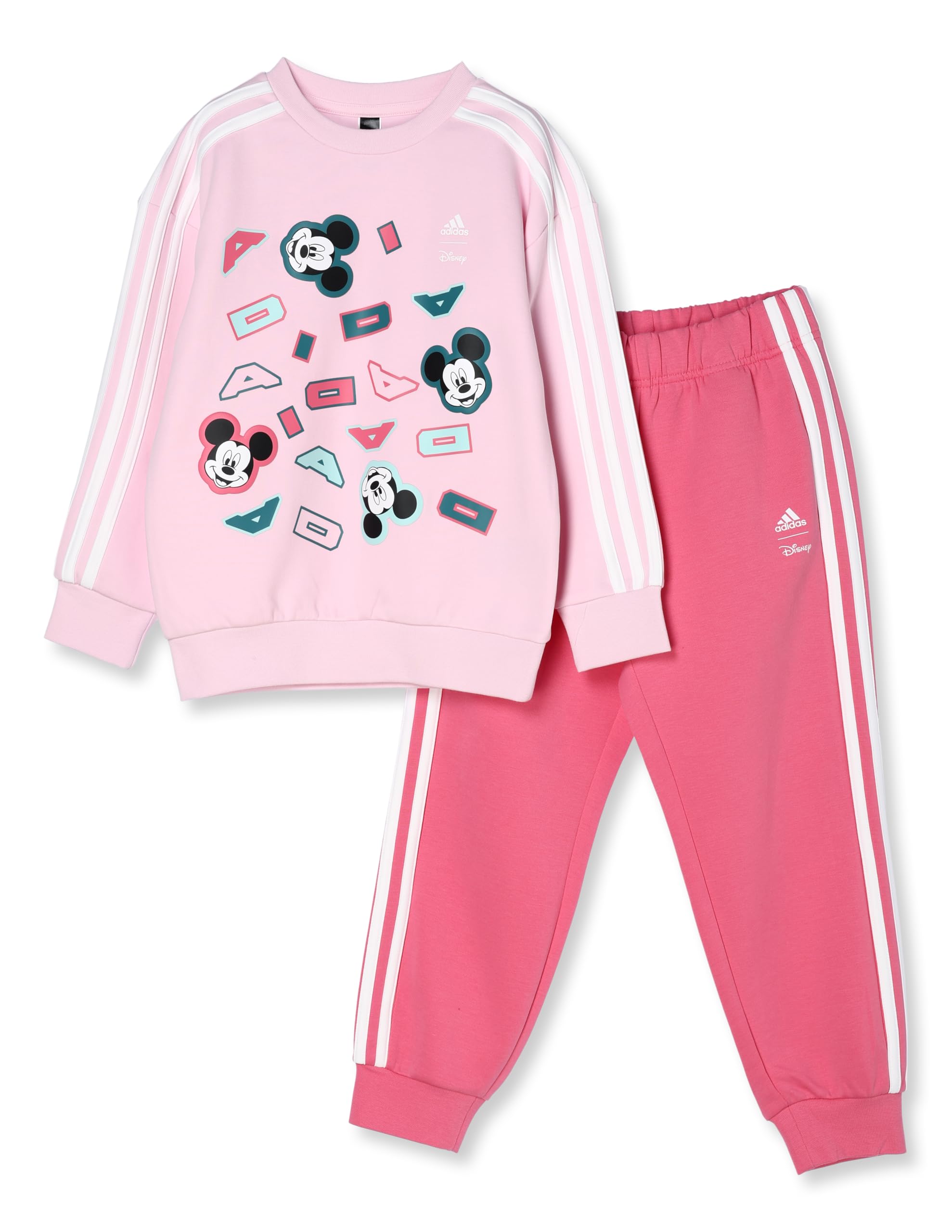 

Adidas Disney Микки Маус Джоггер и Брюки Комплект Ярко-розовый Фьюжн J110 Детский (KLW13) - Верх Розовый/Белый, Низ F23/Белый (IQ4799)