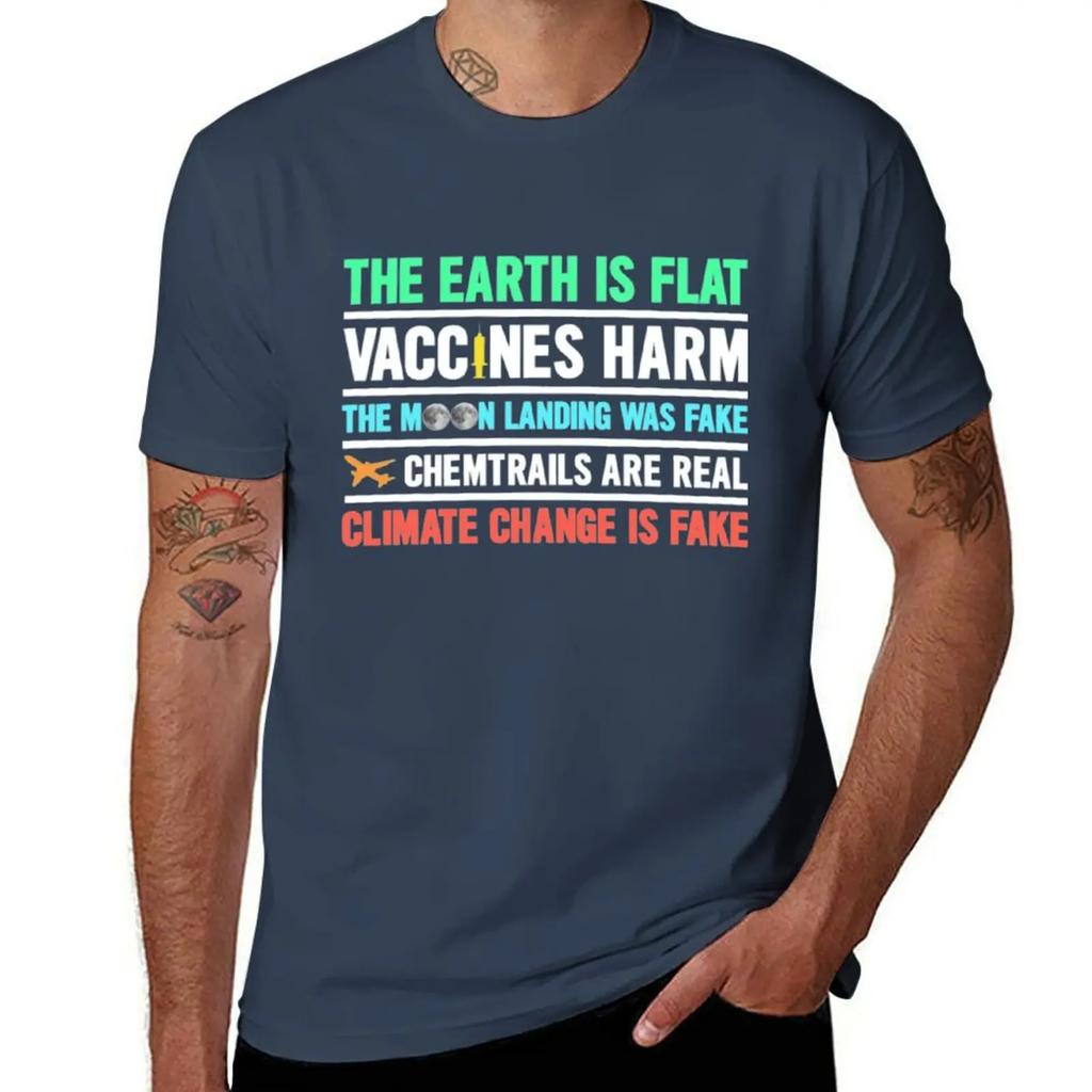Die Erde ist flach Impfstoffe schaden Chemtrails Maske T T-Shirt Kurzarm-T-Shirt individuelles T-Shirt T-Shirts Grafik-T-Shirt Herren