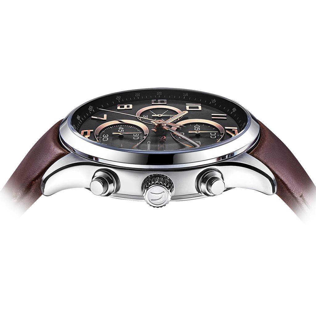 Seukolpion Neith Chronograph D-Buckle Leather Watch Sp3348L-Bkr