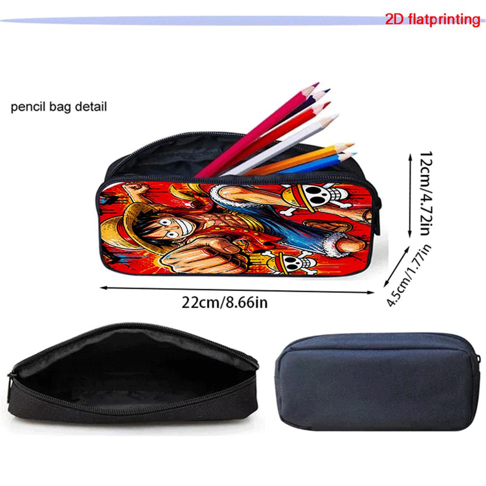 Cartoon ONE PIECE 2Pcs Set Mochila Lightweight Large Capacity Front Pocket School Backpack with Pencil Case for Boys Girls Trip