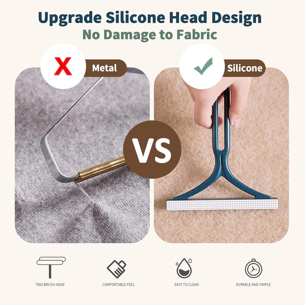 2-in-1 Pet Hair Remover Tool – Scraper & Brush for Couch, Carpet, Car & Clothes, Reusable Detachable No-Refill Design