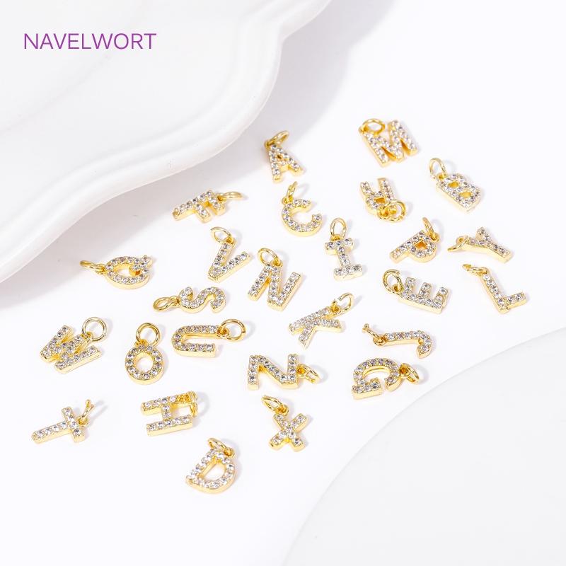 Luxury 18K Gold Plated Brass Inlaid Zircon 26 Letters Pendant Charms For Necklace Earring jewelry Making DIY Jewelry Accessories