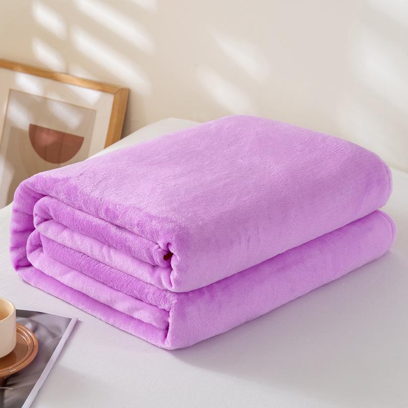 Solid Color Flannel Blanket - Summer Sofa Nap Cover, Coral Fleece Bed Sheet, Gift Blanket