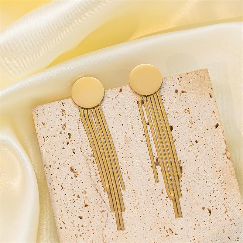 316L Stainless Steel New Fashion Fine Jewelry Metal Modern Punk Round Tassel Stud Earrings For Women