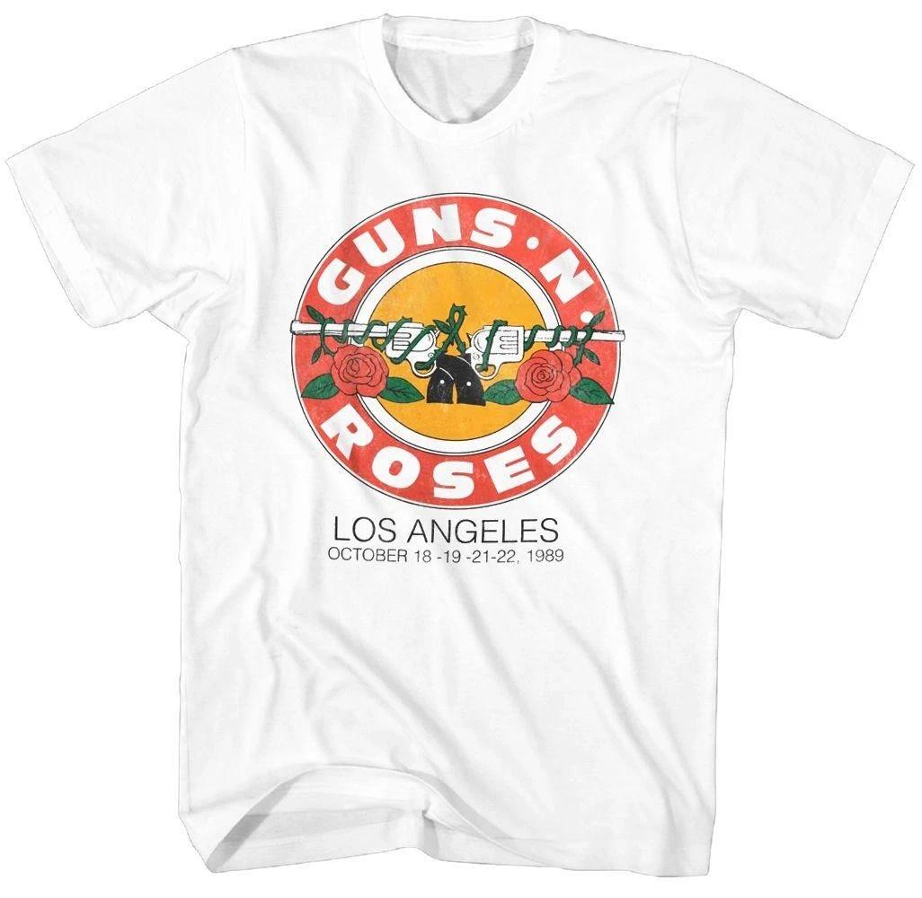 Guns N Roses L.A. 1989 Roses Logo Mens T T-Shirt Music Classic Band Tee White L