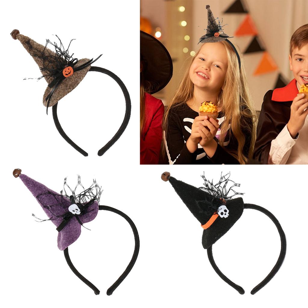 Halloween Witch Hat Hair Hoops Festive Headwear Cosplay Headpieces Party Costume Headband For Kids And Ladies