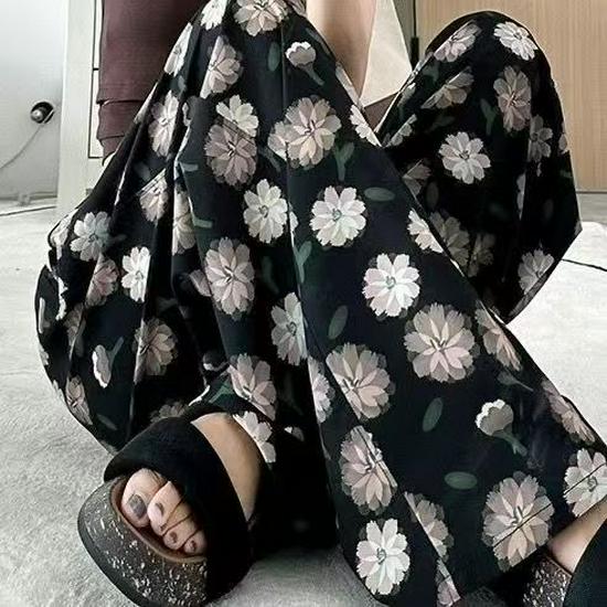 Sommer Damen Eis Seide High-Waist Weite Hosen - Lässig, Locker und Kühl für Zuhause oder Draußen