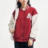 Anta Lifestyle Serie Buchstaben-Spleißung Einreihig Langarm Baseballjacke Damenjacken Glänzend-Rot 162338608-2