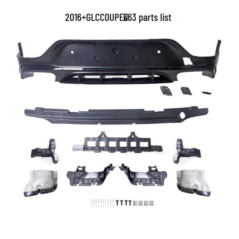 Compatible with Mercedes-Benz GLC Coupe (2015+): AMG GLC43/63 Rear Lip Quad Tailpipes Dual Exhausts