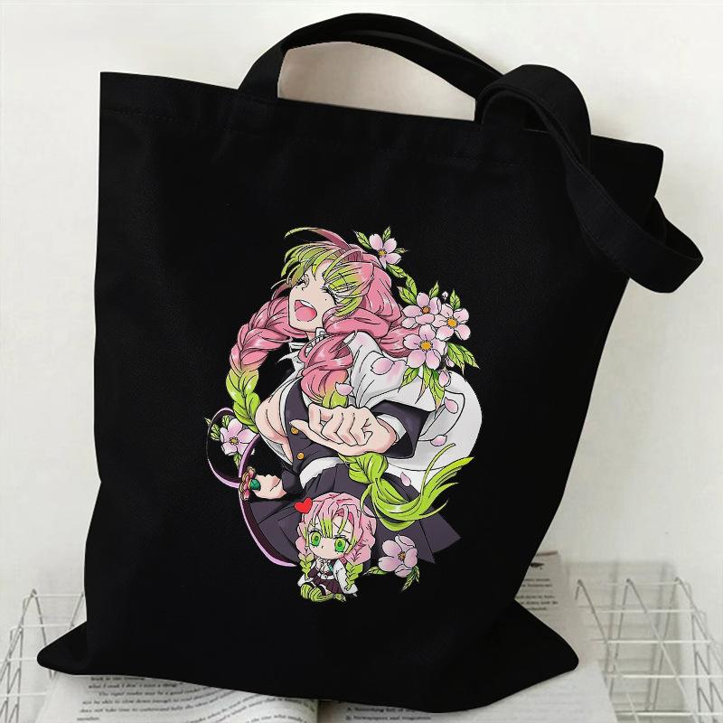 Japan Kanroji Mitsuri Demon Slayer Cartoon Printed Canvas Bag, Student Shoulder Bag/tote Bag for Class 7548