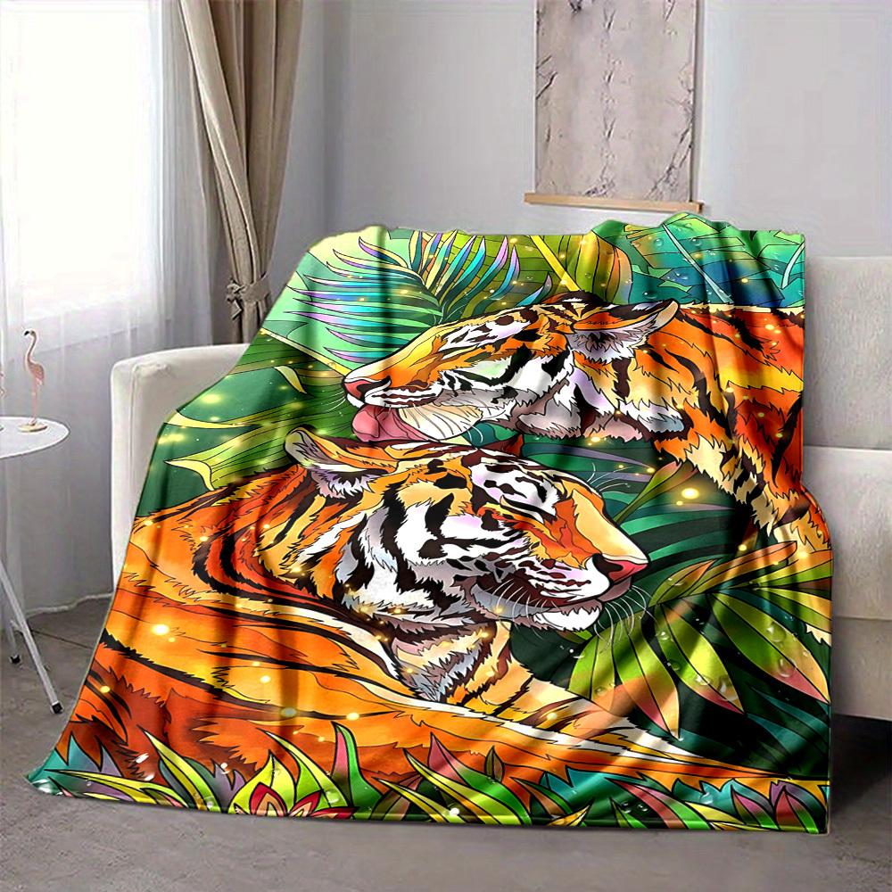 1PC Tiger Print Blanket, Throw For Sofa, Bed, Travel, Printing Blanket With Soft And Warm Fabric yy250918133