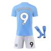 2324 Manchester City Haaland Fußballtrikot Set Heimtrikot Blau Kurzarm Atmungsaktiv Schnelltrocknend