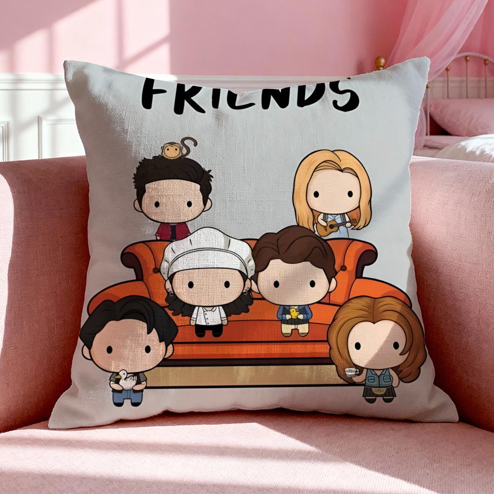 Tv F-Friends Cushion Cover Breathable Linen Pillowcase Summer Odorless Eco-Friendly Invisible Zipper Washable