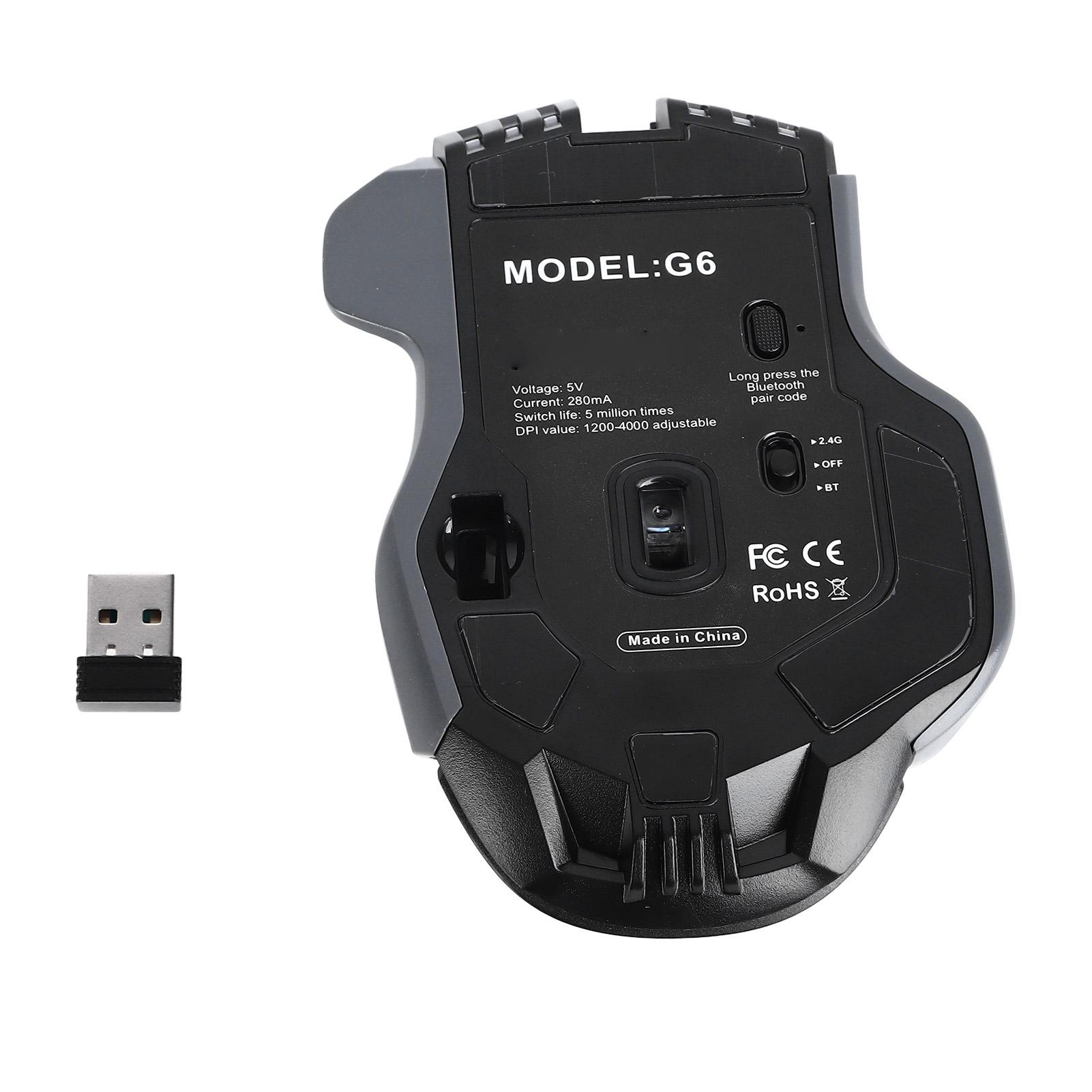 

2.4G Bluetooth мышь 11 кнопок три режима 1200 1600 2000 2400 4000 DPI RGB подсветка беспроводная