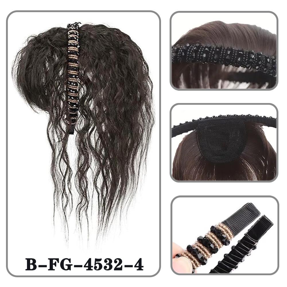 Synthetic Short Straight Clip In Bangs Wig Forehead Hair Band Bangs Filler Hair For Women Daily Easy To Wear
