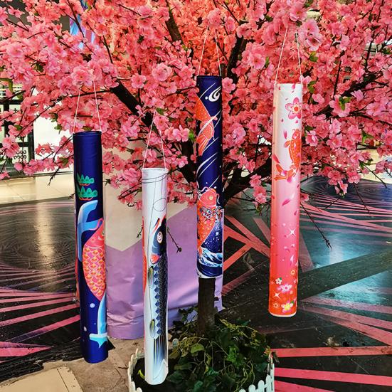 Hanging Ornament Good Delicate Texture Fabric Hanging Decoration Fish Windsock Banners Hanging Flag Streamer Windsock Flag for Restaurant