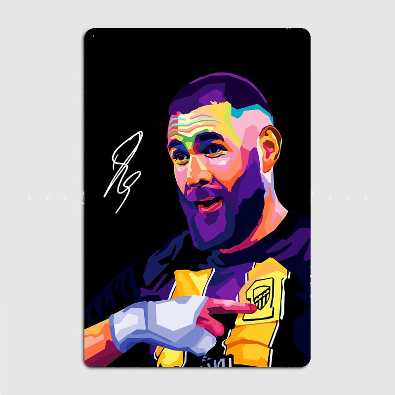 Karim Benzema Football Player Vintage Retro Metal Poster Sign Garage Club Custom Wall Decor Tin Room Decor Home Decor