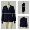 Women's V-neck Knit Cardigan - Autumn/Winter Solid Color Casual Sweater