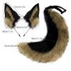 2Pcs/set Animal Fursuit Ears Tail Halloween Party Cosplay Headwear Plush Beast Wolf Tails Fox Ears Hair Band Furry Dog COS Tail